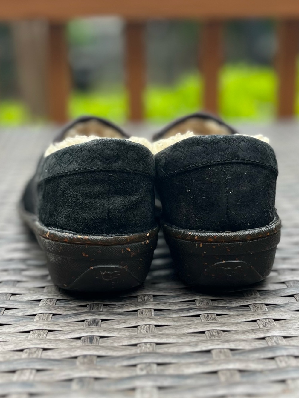 UGG Black Suede Slip-On Mule with Cream Shearling Inner - Picture 9 of 9